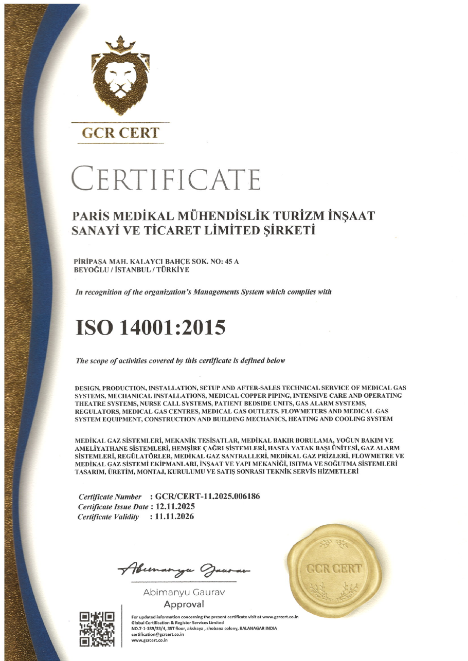 ISO 14001:2015 belgesi